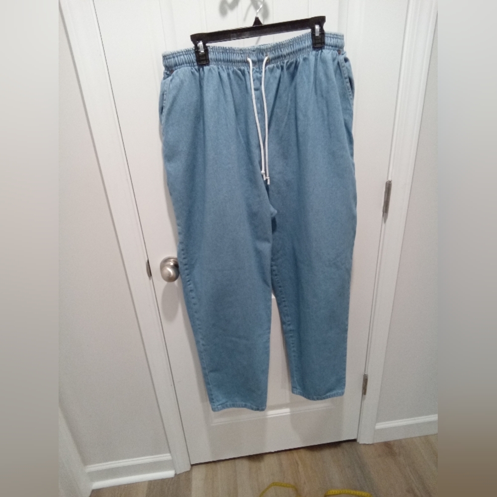 Vintage Bobbie Brooks Woman Sz 26W Elastic Waistband Straight Leg Blue Jeans 30"